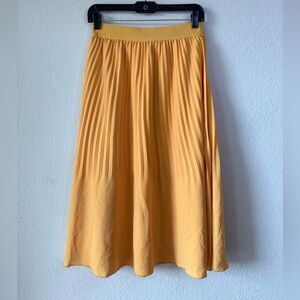 J. Crew Yellow‎ Chiffon Pleated Pull On Midi Skirt Sz 4 Fairy Flowy Coquette